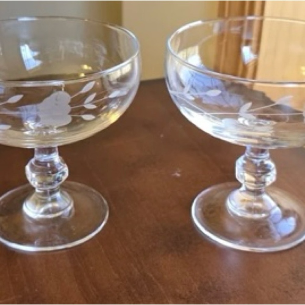 Two vintage princess house glasses, dessert, wine, liquor